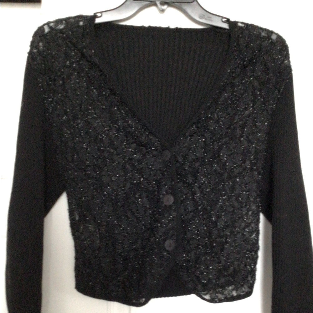 French Black Wool and Lace Sweater